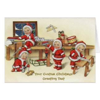 Vintage Little Santa Illustration OBS Kort