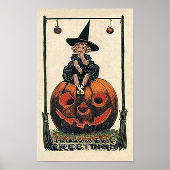 Vintage Little Witch Halloween Poster (Framsidan)
