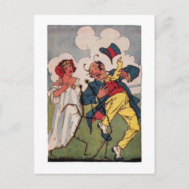 Vintage Little Wizard of Oz Illustration Vykort (Framsida)