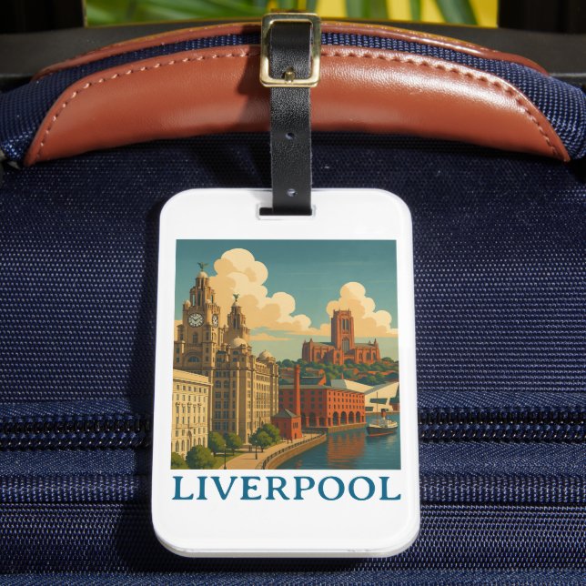 Vintage Liverpool England Travel City View Bagagebricka (Framsida Insitu 2)