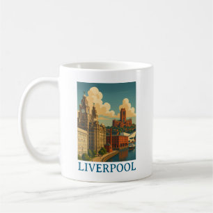 Vintage Liverpool England Travel City View Kaffemugg