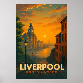 Vintage Liverpool England Travel Poster