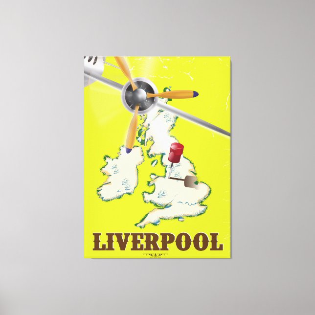 Vintage Liverpool Travel Poster Canvastryck (Framsida)