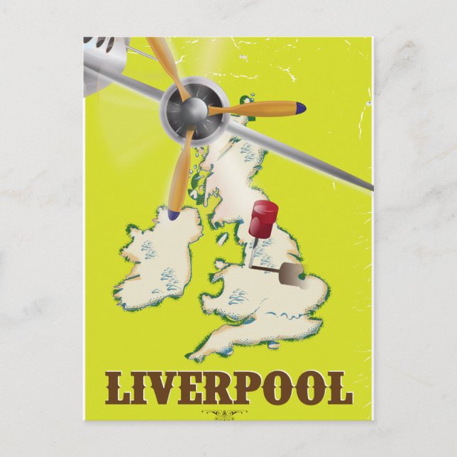 Vintage Liverpool Travel Poster Vykort (Framsida)