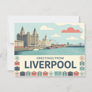 Vintage Liverpool-vykort Hälsning från Vykort