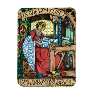 Vintage Livets Vävmaskin-illustration Arts & Cra Magnet