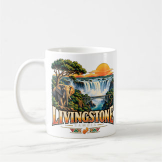Vintage Livingstone Zambia Resemål Landmärke Kaffemugg