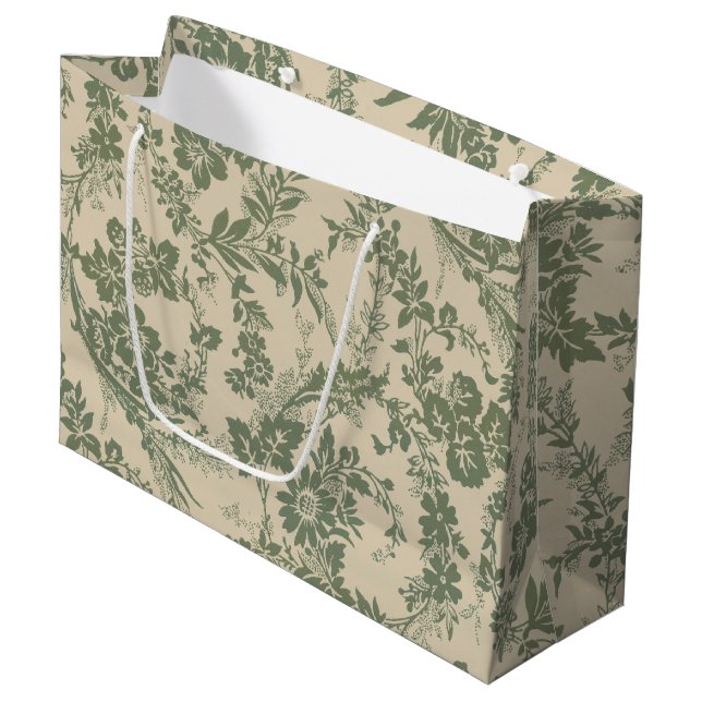Vintage livlig grön blommig mönster (Framsidan Vinklad)