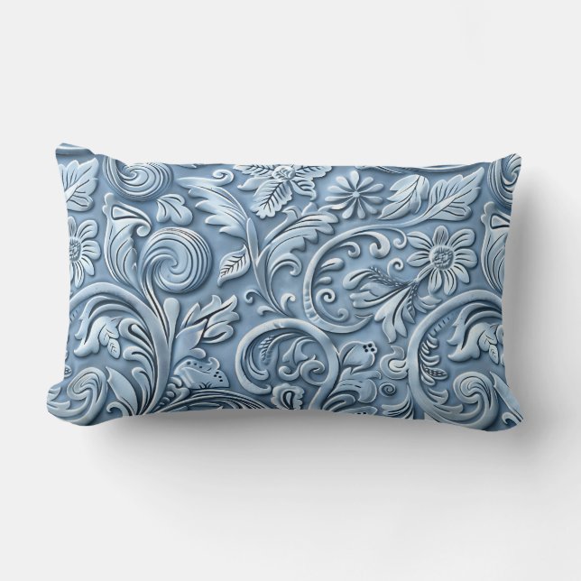 Vintage, ljusblått, verktygsläder lumbarkudde (Framsida)