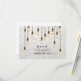 Vintage Ljussättning Vit Tegel Bröllop OSA Kort