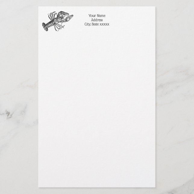 Vintage Lobster #1 Teckning Brevpapper (Framsida)