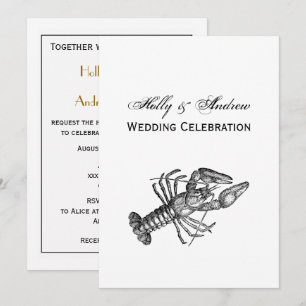 Vintage Lobster #1 Teckning Inbjudningar