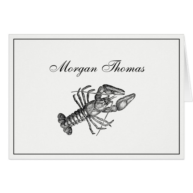 Vintage Lobster #1 Teckning OBS Kort (Framsidan Horizontal)