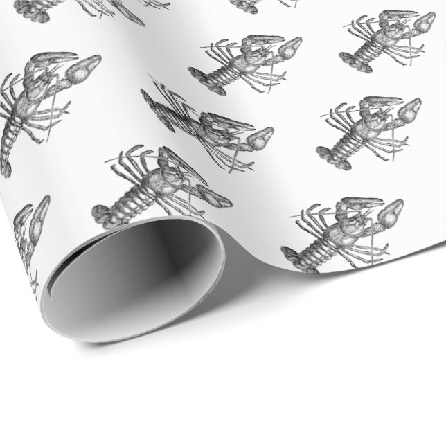 Vintage Lobster #1 Teckning Presentpapper (Rullad Hörn)