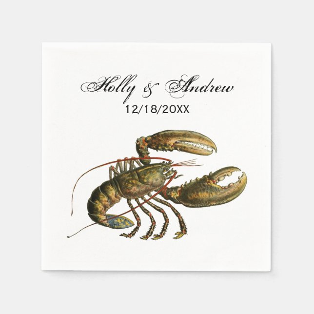 Vintage Lobster #3 Teckning Pappersservett (Framsidan)