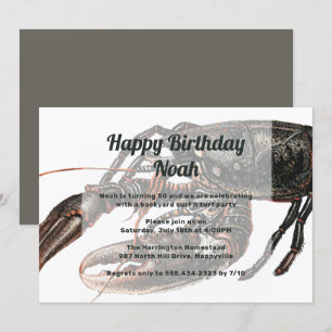 Vintage Lobster Art Födelsedagsfest inbjudan