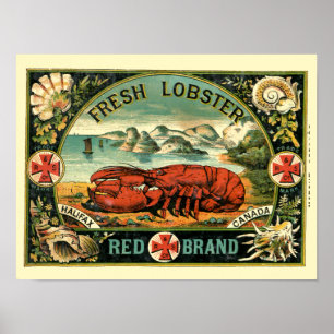Vintage Lobster-etikett Poster