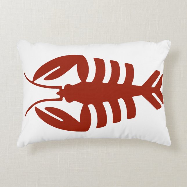 Vintage Lobster in Red, Art Deco Seafood Prydnadskudde (Framsidan)