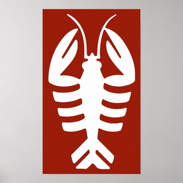 Vintage Lobster in White, Art Deco Seafood Poster (Framsidan)