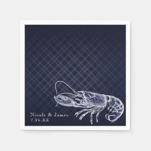 Vintage Lobster Marinblå Elegant Chic Mottagning Pappersservett