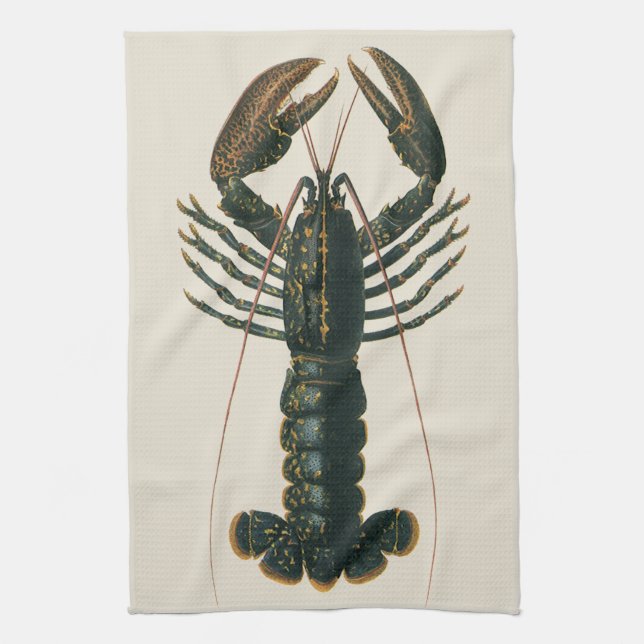 Vintage Lobster, Marine Ocean Life Crustacean Kökshandduk (Vertikal)
