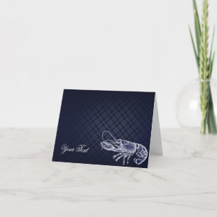 Vintage Lobster Navyblå Elegant Chic Tack Kort