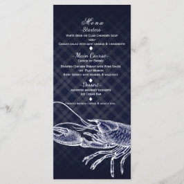 Vintage Lobster Navyblå Elegant Partymeny Kort