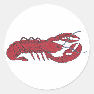 Vintage Lobster Runt Klistermärke