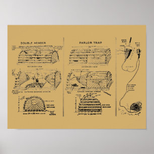 Vintage Lobster Traps-diagram Poster