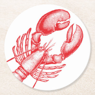 Vintage Lobster Underlägg Papper Rund