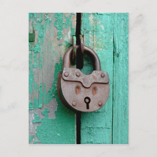 VINTAGE LOCK GRÖNT DOR VYKORT