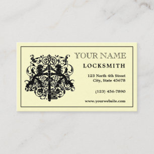 Vintage Locksmith Lejon & Nyckel Template Business Visitkort