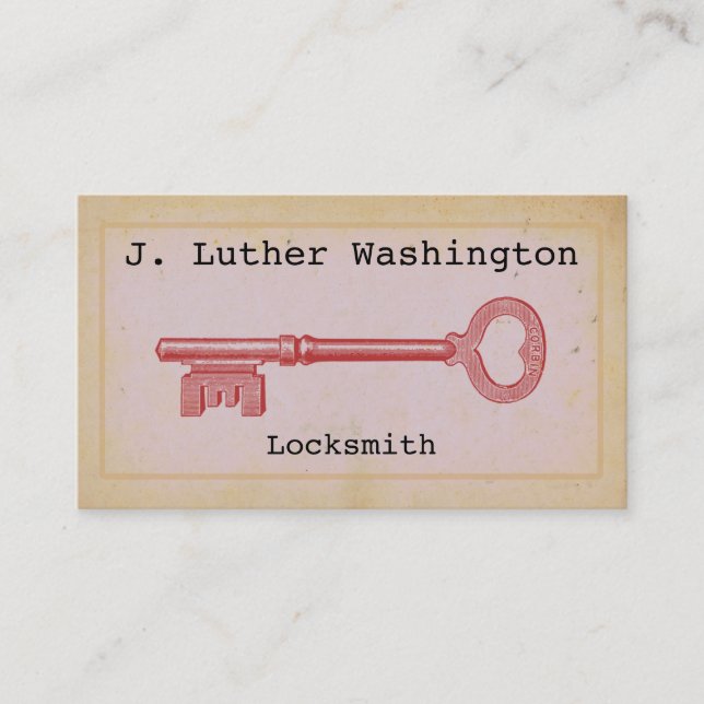 Vintage Locksmith Professionell Affärskort Visitkort (Framsida)