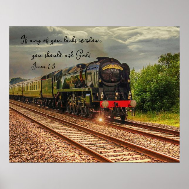 Vintage Locomotive Countryside Wisdom Photo Print Poster (Framsidan)