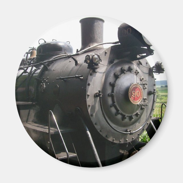 Vintage Locomotive Railroad Tåg Magnet (Framsidan)