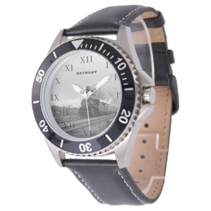 Vintage Locomotive Tåg Birthday Black Travel Armbandsur