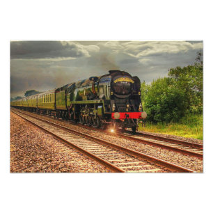 Vintage Locomotive Tåg Countryside Photo Print Fototryck