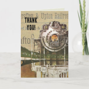 Vintage Locomotive Tåg Steam Engine Steampunk Tack Kort