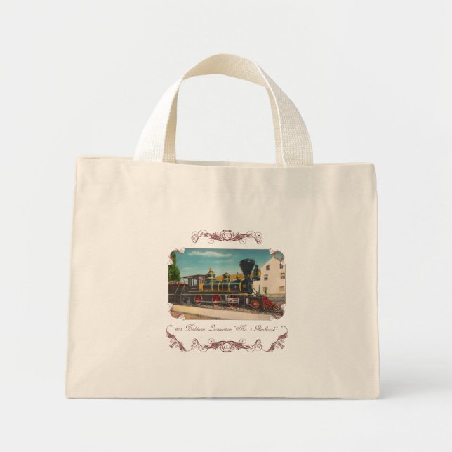 Vintage Locomotive Tote Bag Mini Tygkasse (Framsidan)
