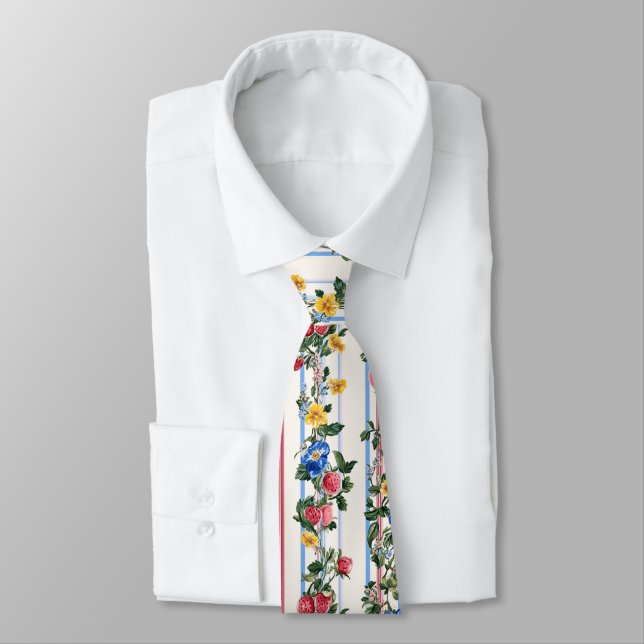 Vintage Lodrät Strawberry Blommigt Rand Mönster Slips (Bunden)