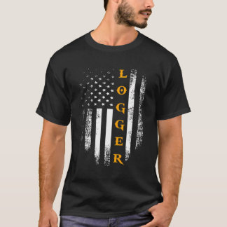 Vintage Logger American USA flagga Carpenter Gift T Shirt
