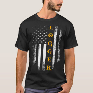 Vintage Logger med American Flagga LoggingCarpente T Shirt