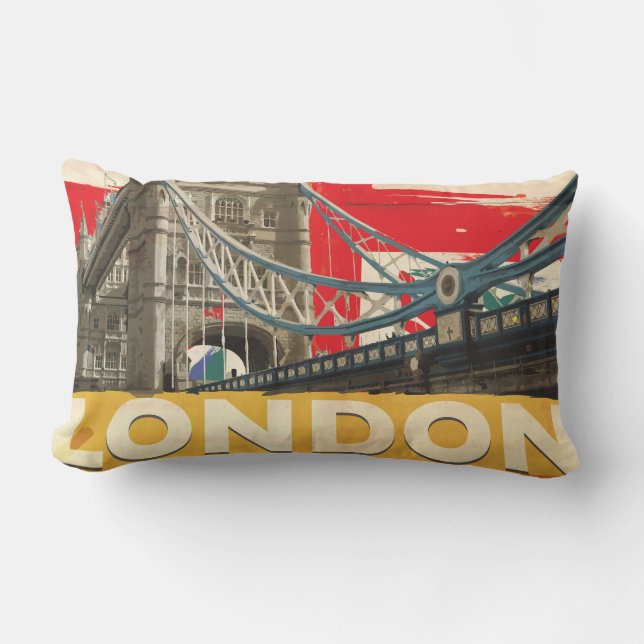 Vintage London-affisch Lumbarkudde (Framsida)