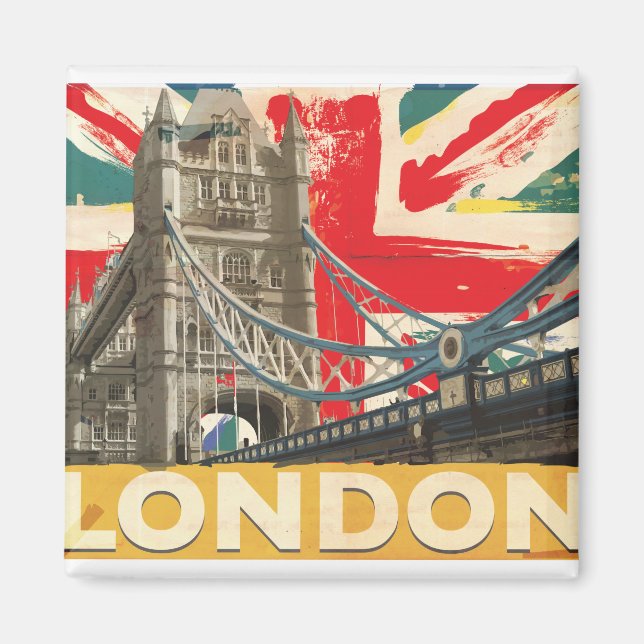Vintage London-affisch Magnet (Framsidan)