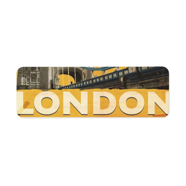 Vintage London-affisch Returadress Etikett (Framsidan)