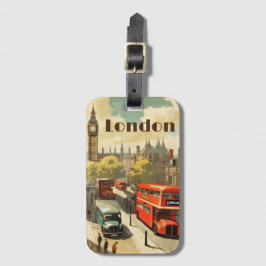 Vintage London Big Ben Anpassad text Bagagebricka