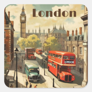 Vintage London Big Ben Anpassad text Fyrkantigt Klistermärke