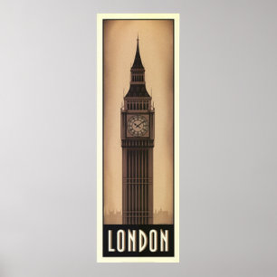 Vintage London Big-Ben Sepia Travel Poster