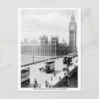 Vintage London, Big Ben, Westminster Bridge Vykort