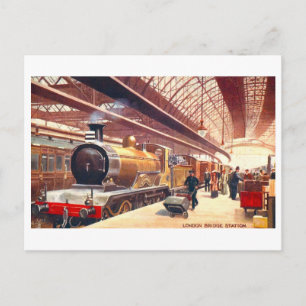 Vintage London Bridge Station i England Vykort